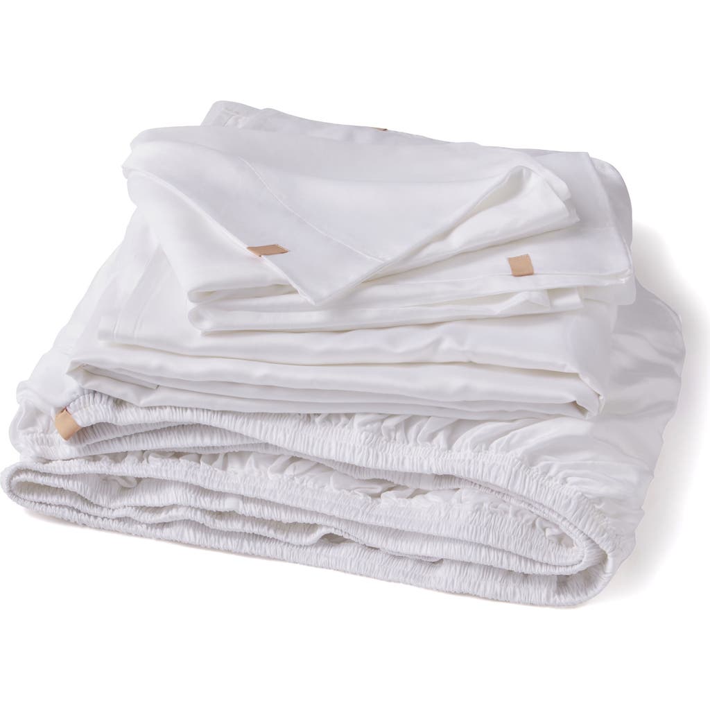 Lunya The Quintessential Flat Sheet, Fitted Sheet & Pillowcase Set In White
