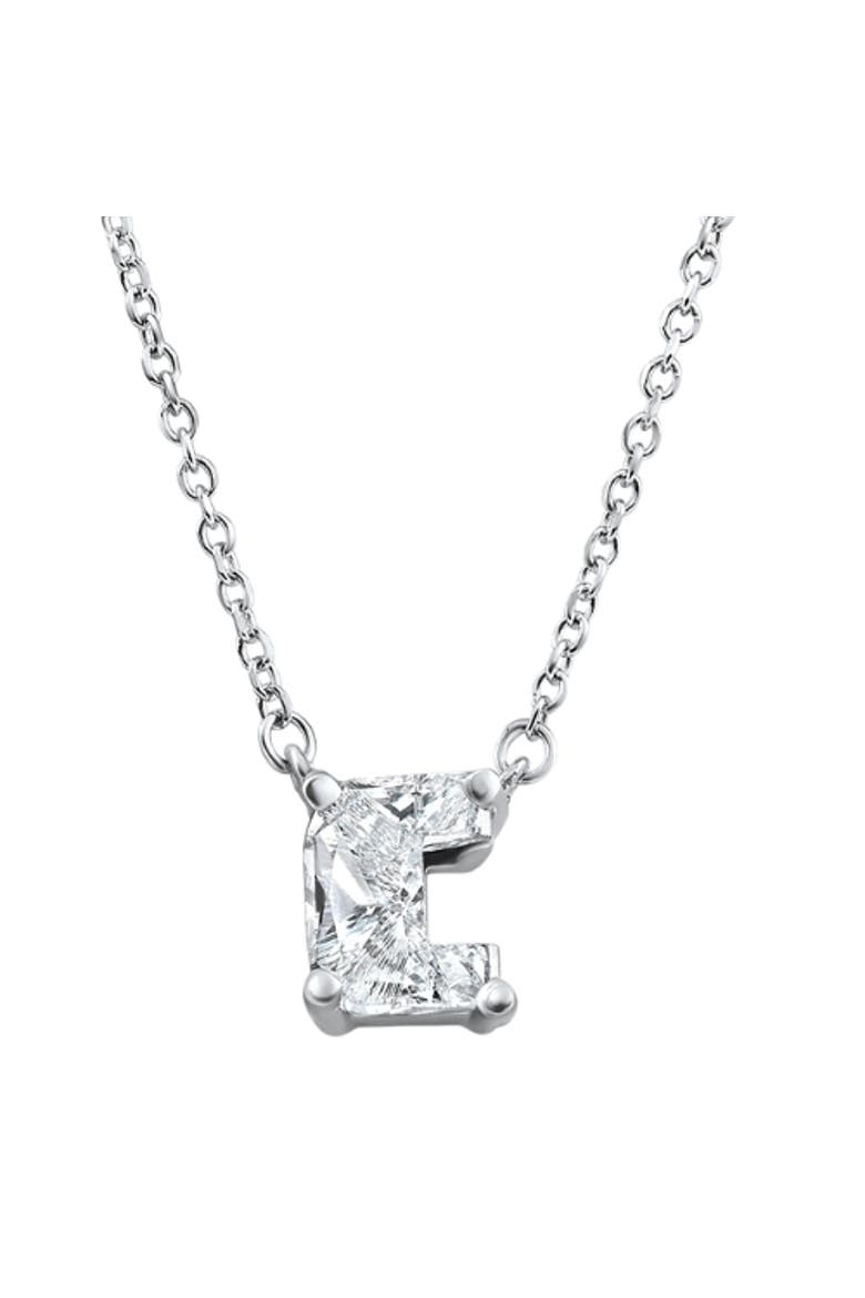 Diamond "C" Initial Pendant 18" Necklace 14K Gold Lab Grown, Main, color, 14k White Gold