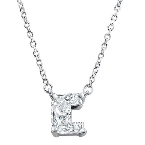 Diamond "C" Initial Pendant 18" Necklace 14K Gold Lab Grown