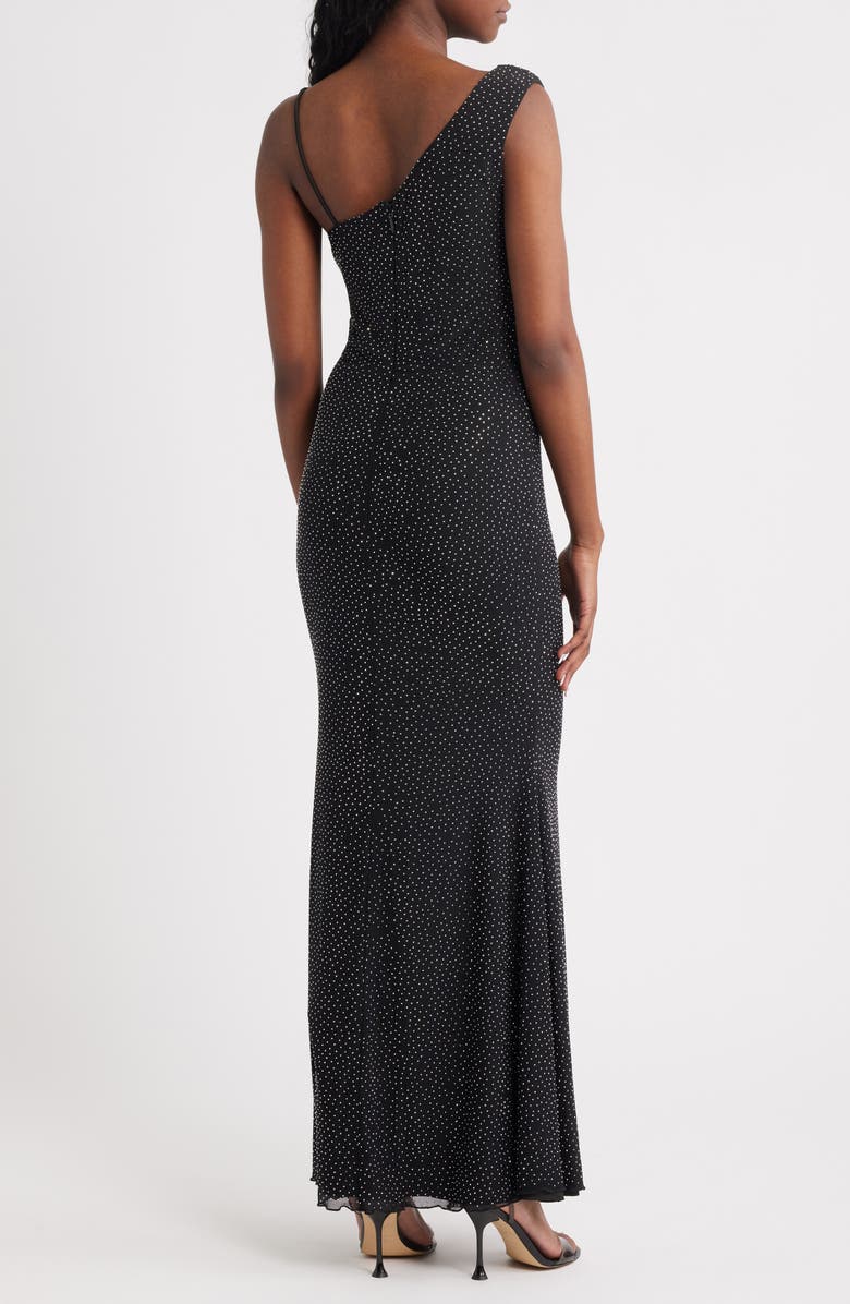 Rare London Diamante Asymmetric Gown, Alternate, color, Black