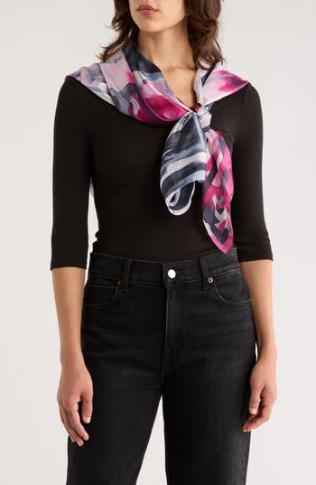 Vince Camuto Watercolor Floral Print Square Scarf In Multi