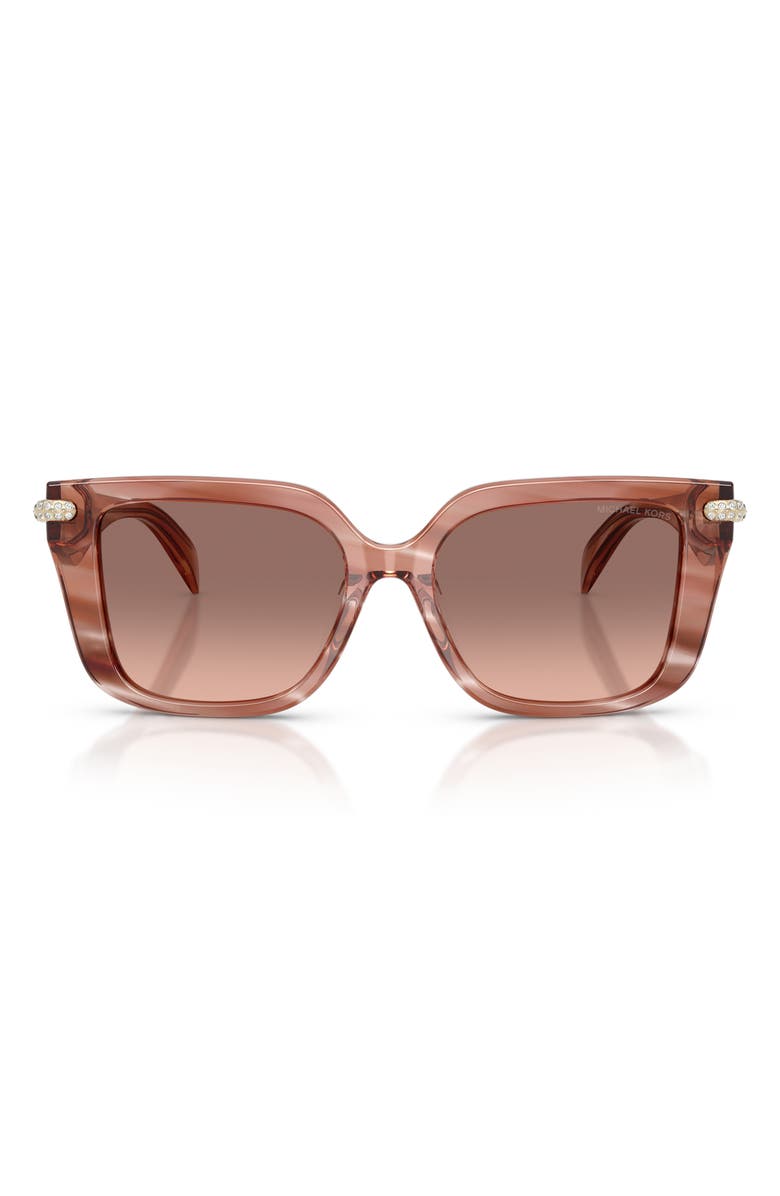 Michael Kors 52mm Santo Domingo Embellished Gradient Square Sunglasses, Main, color, Pink Horn / Brown Pink