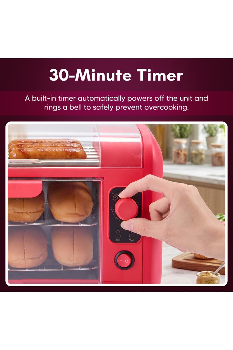 8-Hot Dog Roller and Toaster Oven, Alternate, color, Red