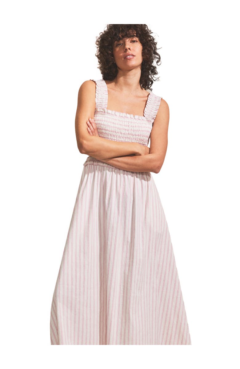 Ro&Zo Stripe Shirred Dress, Alternate, color, Pink