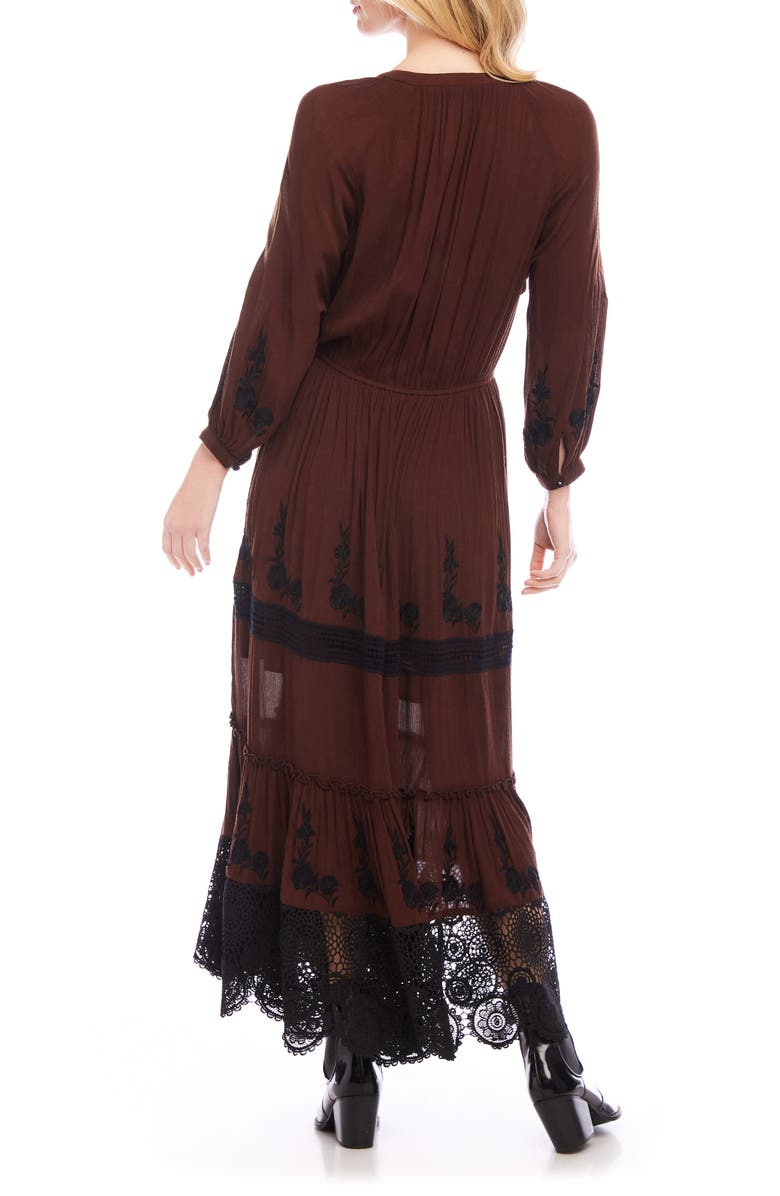 Karen Kane Long Sleeve Embroidered Lace Maxi Dress, Alternate, color, 