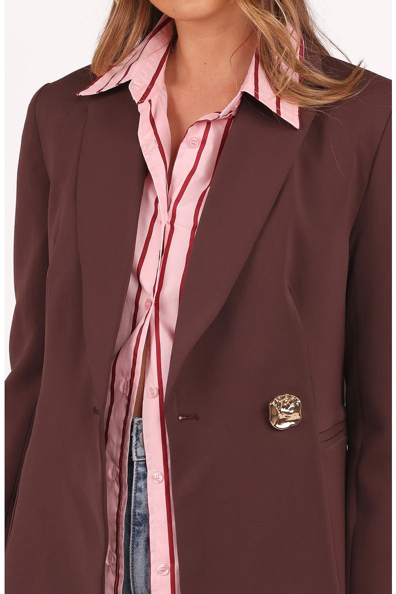 Leo One-Button Blazer, Alternate, color, CHOCOLATE BROWN