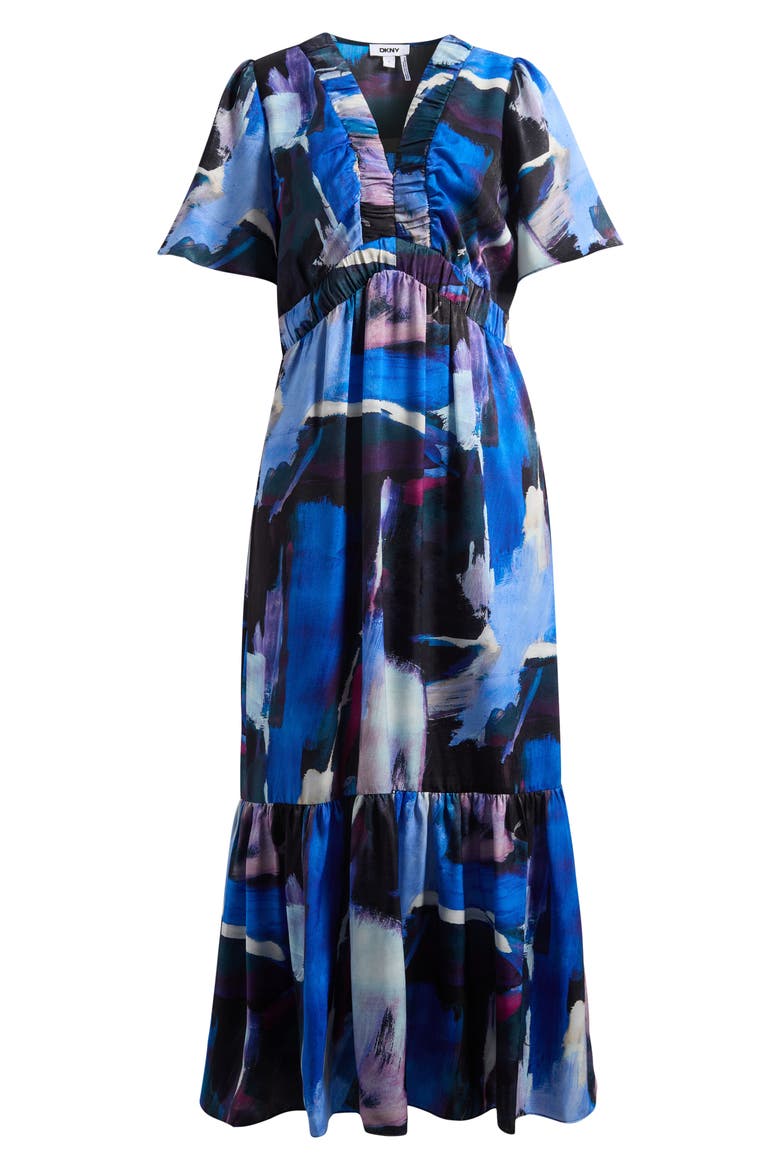 Print V-Neck Maxi Dress, Alternate, color, BLUE BRUSH