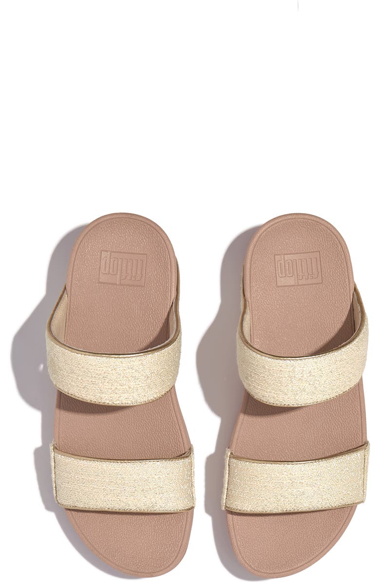 FitFlop Lulu Shimmerweave Platform Slide Sandal, Alternate, color, Stone Beige Mix