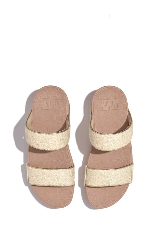 Fitflop Lulu Shimmerweave Platform Slide Sandal In Stone Beige Mix