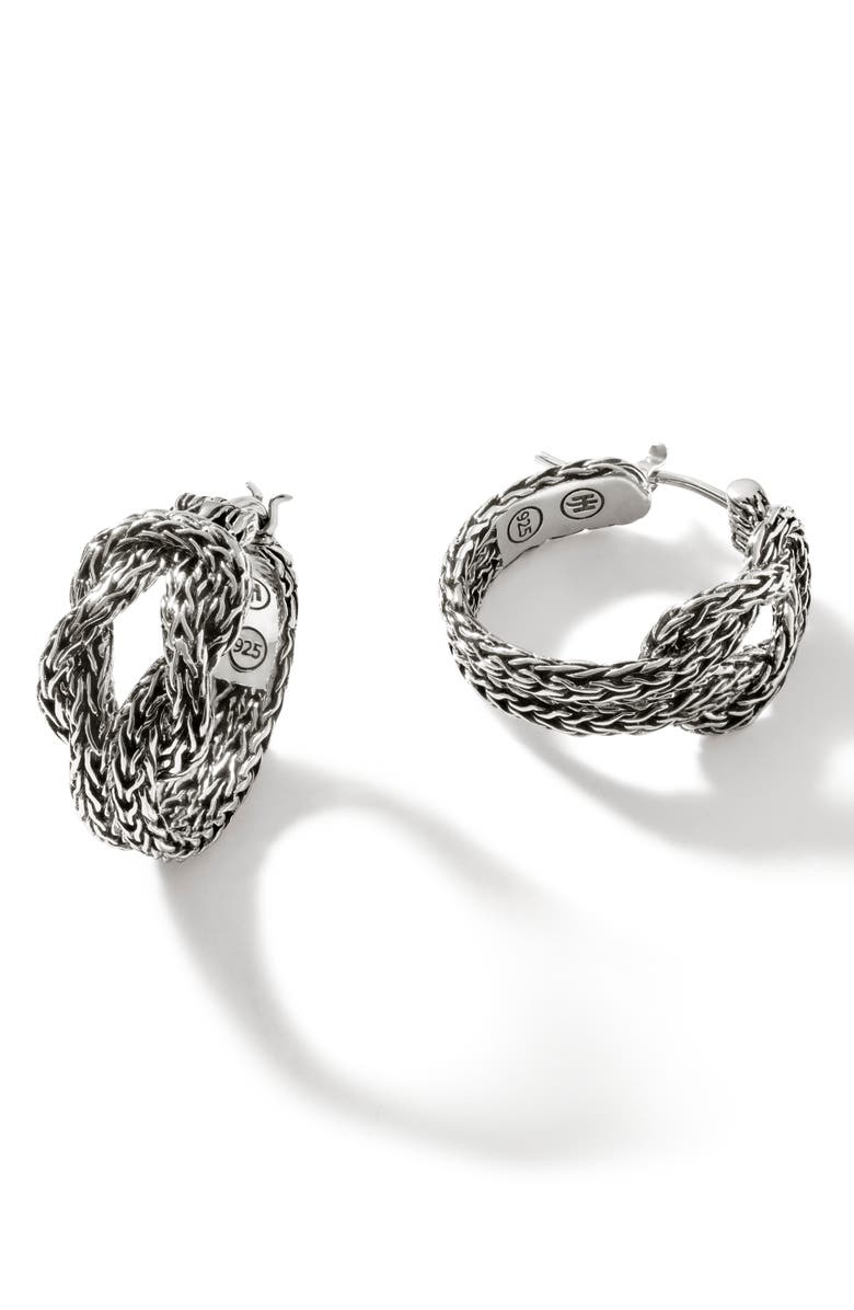 John Hardy Love Knot Hoop Earrings, 20mm, Main, color, Silver