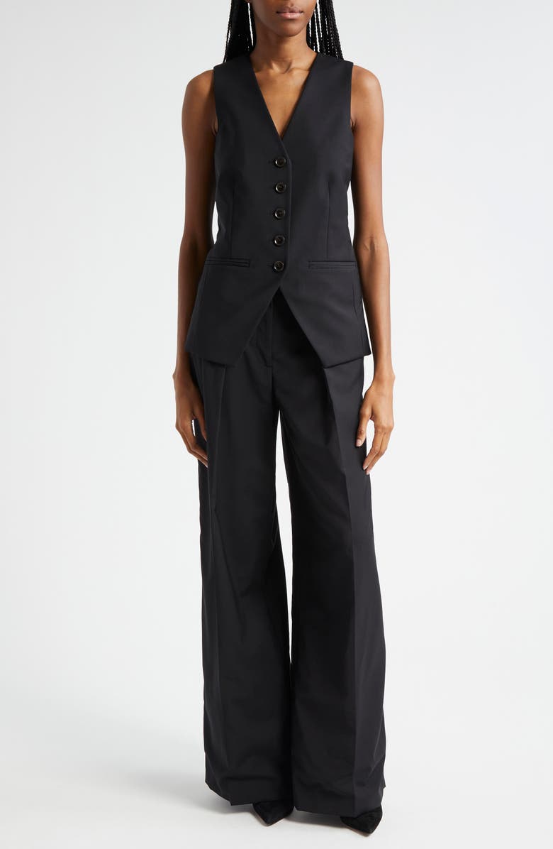 Veronica Beard Sonia Wool Blend Wide Leg Pants, Alternate, color, Black