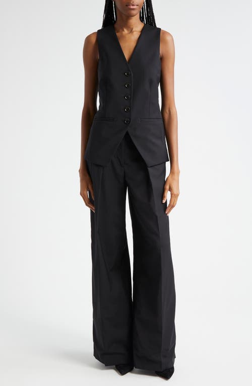 Veronica Beard Sonia Wool Blend Wide Leg Pants In Black
