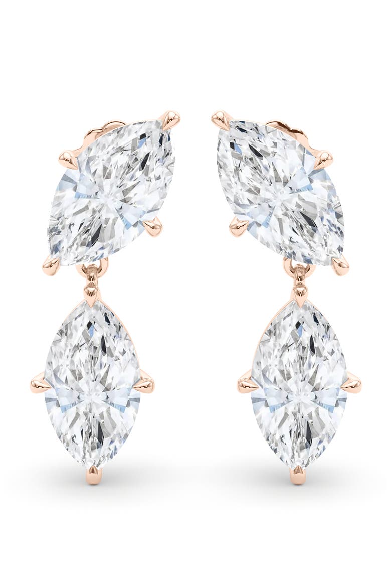 Lab Grown Diamond Twin Marquise Cut Drop Earrings, Alternate, color, 18K ROSE GOLD