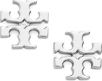 【送料&関税込】Tory Burch Silver Brass Earrings With Logo Tory Burch Logo Stud Earrings | Nordstrom