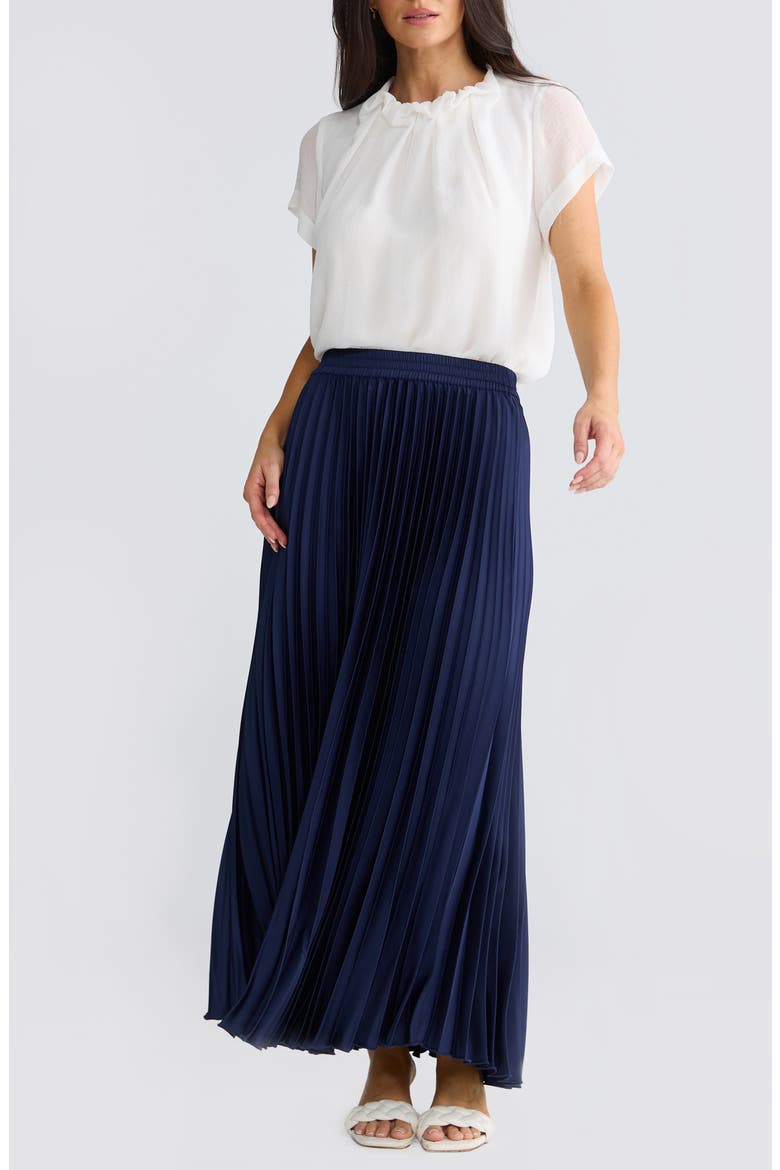 Alias Pleated Maxi Skirt, Alternate, color, NAVY