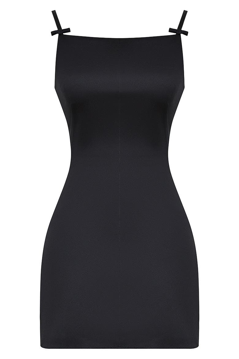 Dainty Satin A-Line Minidress, Alternate, color, BLACK