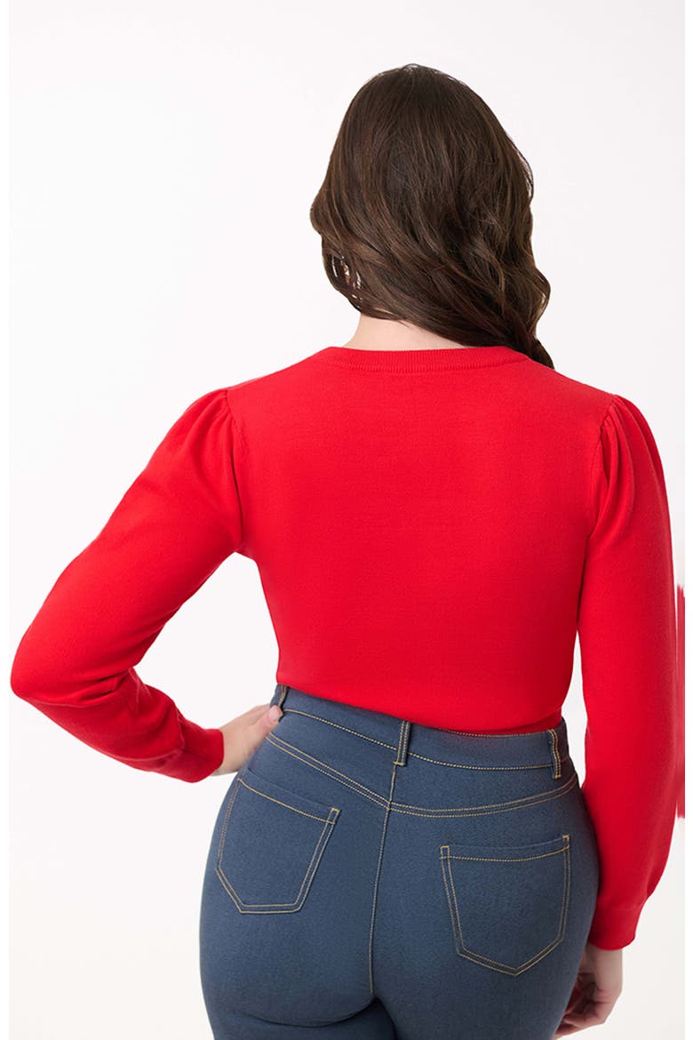 Embroidered Long Sleeve Sweater, Alternate, color, Red
