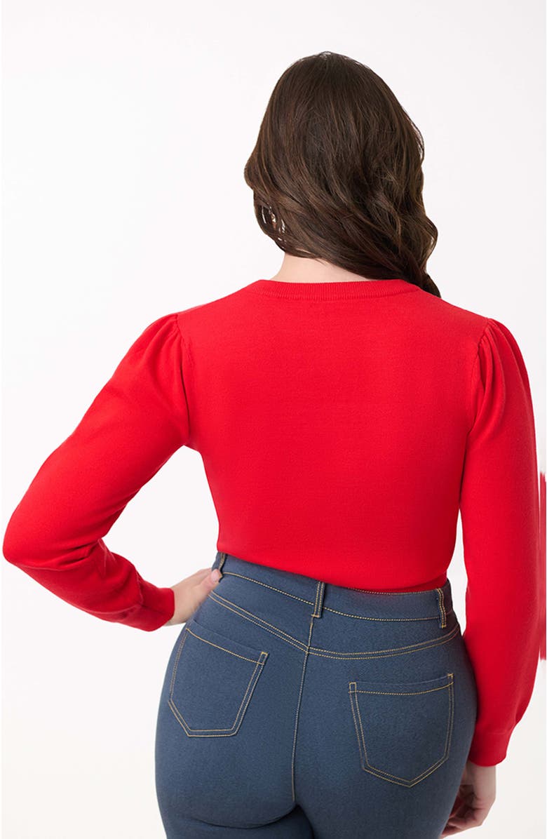 Unique Vintage Embroidered Long Sleeve Sweater, Alternate, color, Red