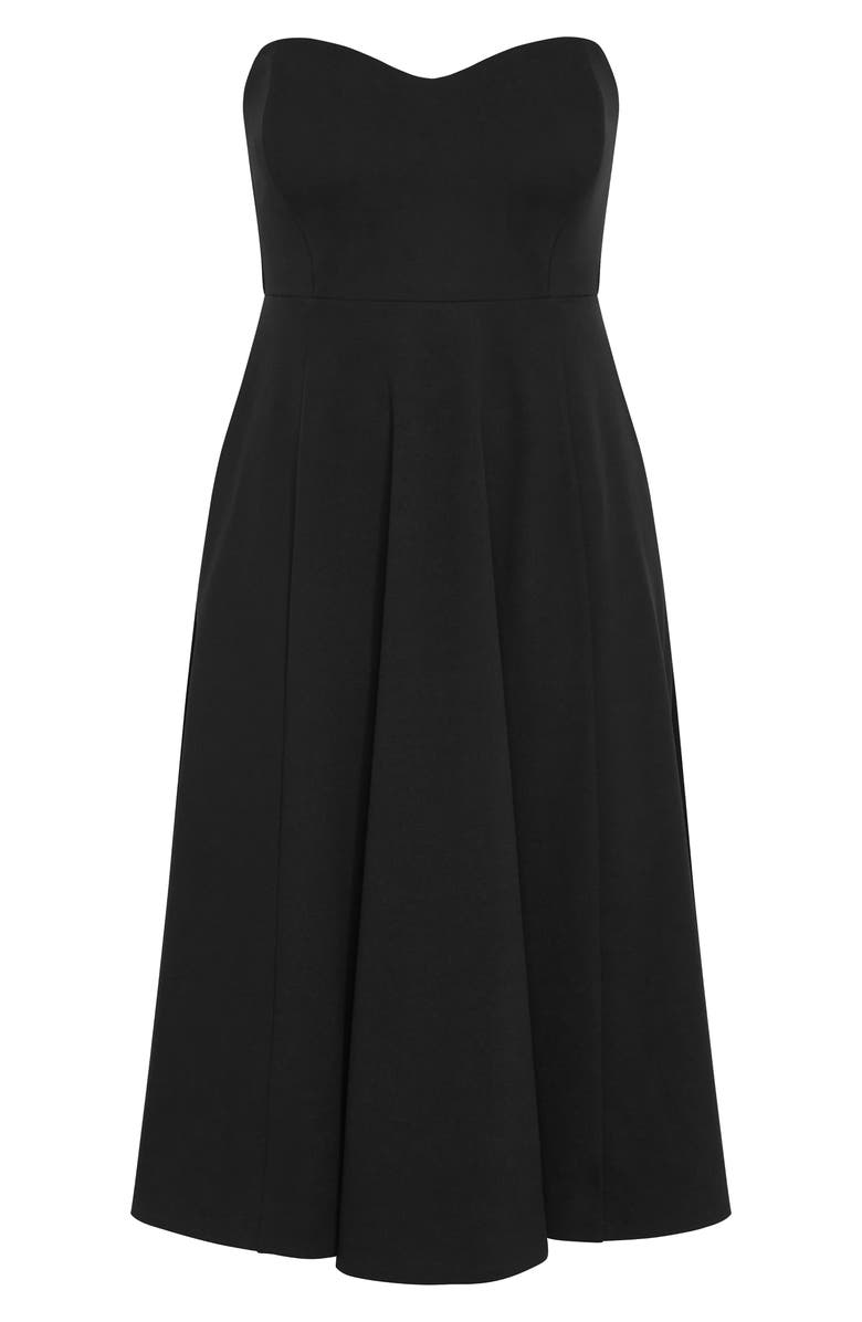 City Chic Bailee Sweetheart Neck Midi Dress, Alternate, color, Black