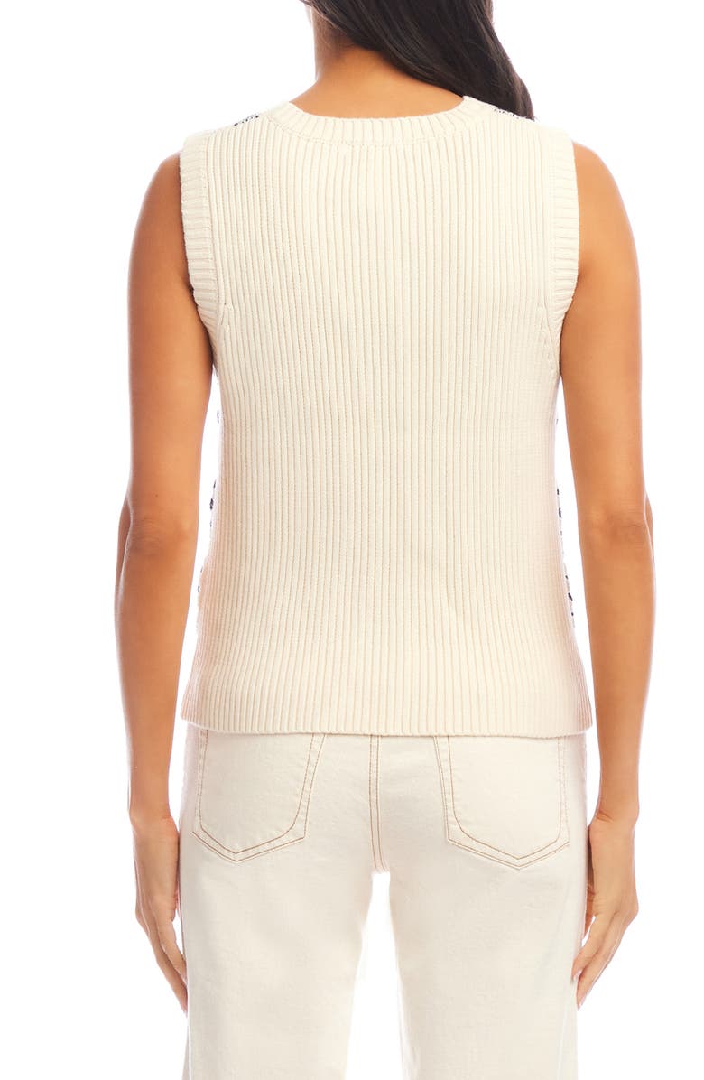 Karen Kane Cotton Crochet Sweater Vest, Alternate, color, Cream Multi