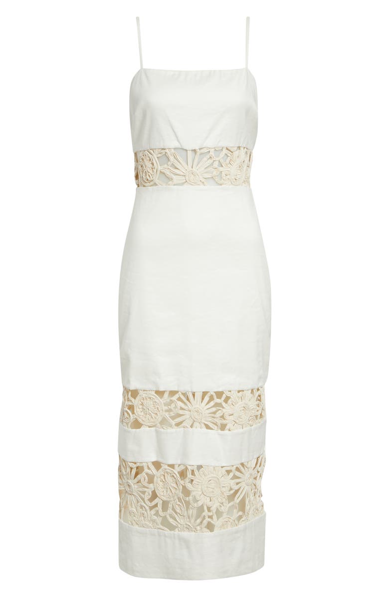 Ramy Brook Aaliyah Lacy Inset Midi Dress, Alternate, color, Ivory