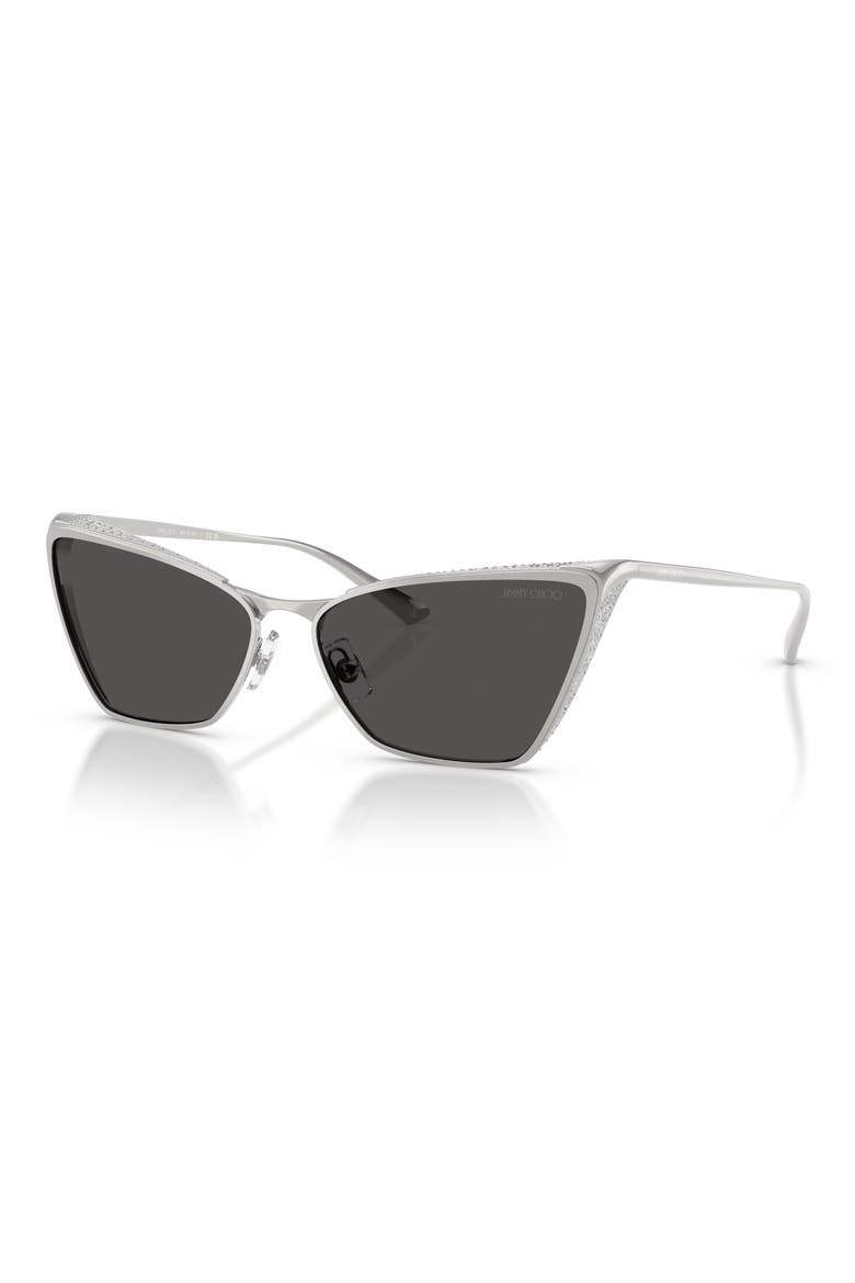 58mm Cat Eye Sunglasses, Alternate, color, SILVER/ DARK GREY