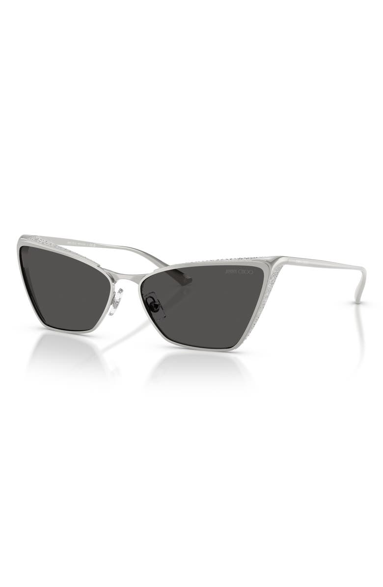 Jimmy Choo 58mm Cat Eye Sunglasses, Alternate, color, Silver/ Dark Grey