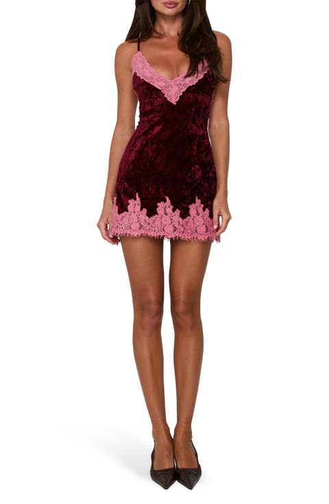 Call My Lover Velvet Lace Slip Minidress