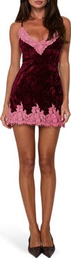Princess Polly Call My Lover Velvet Lace Slip Minidress