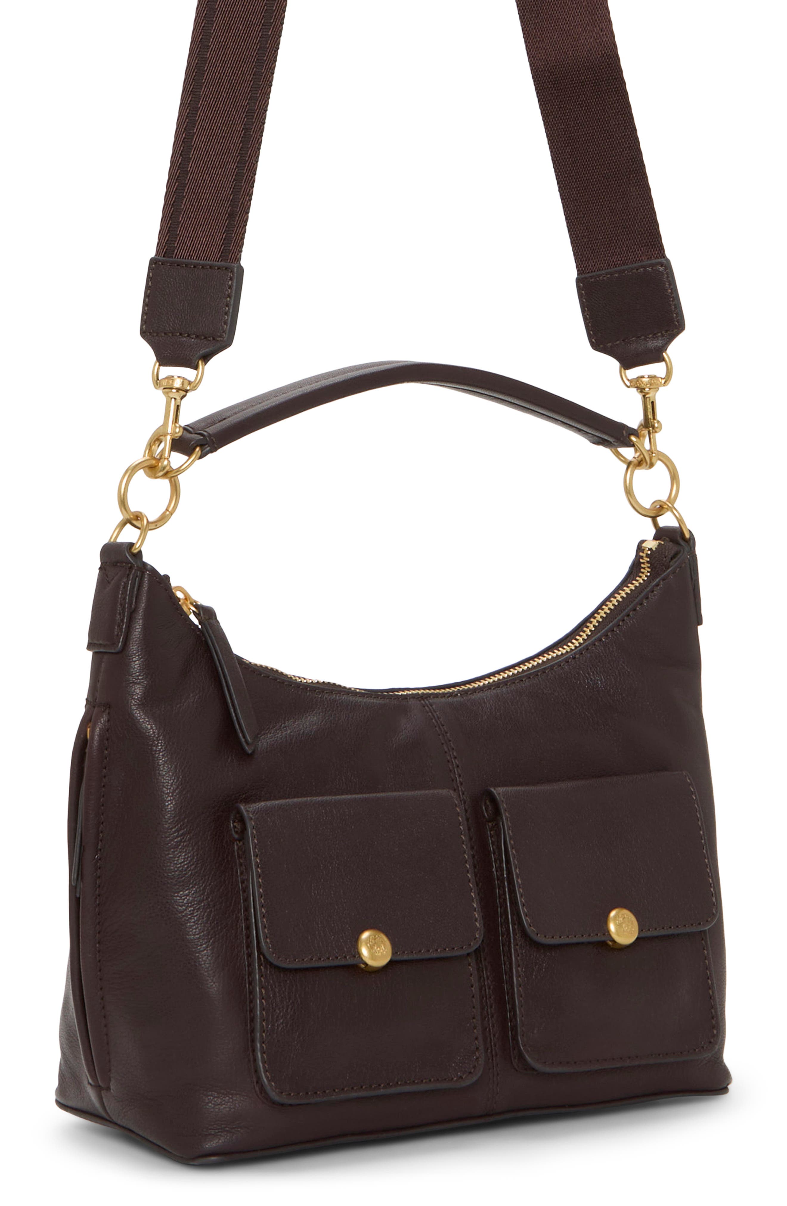 Carly Leather Shoulder Bag, Alternate, color, BROWN