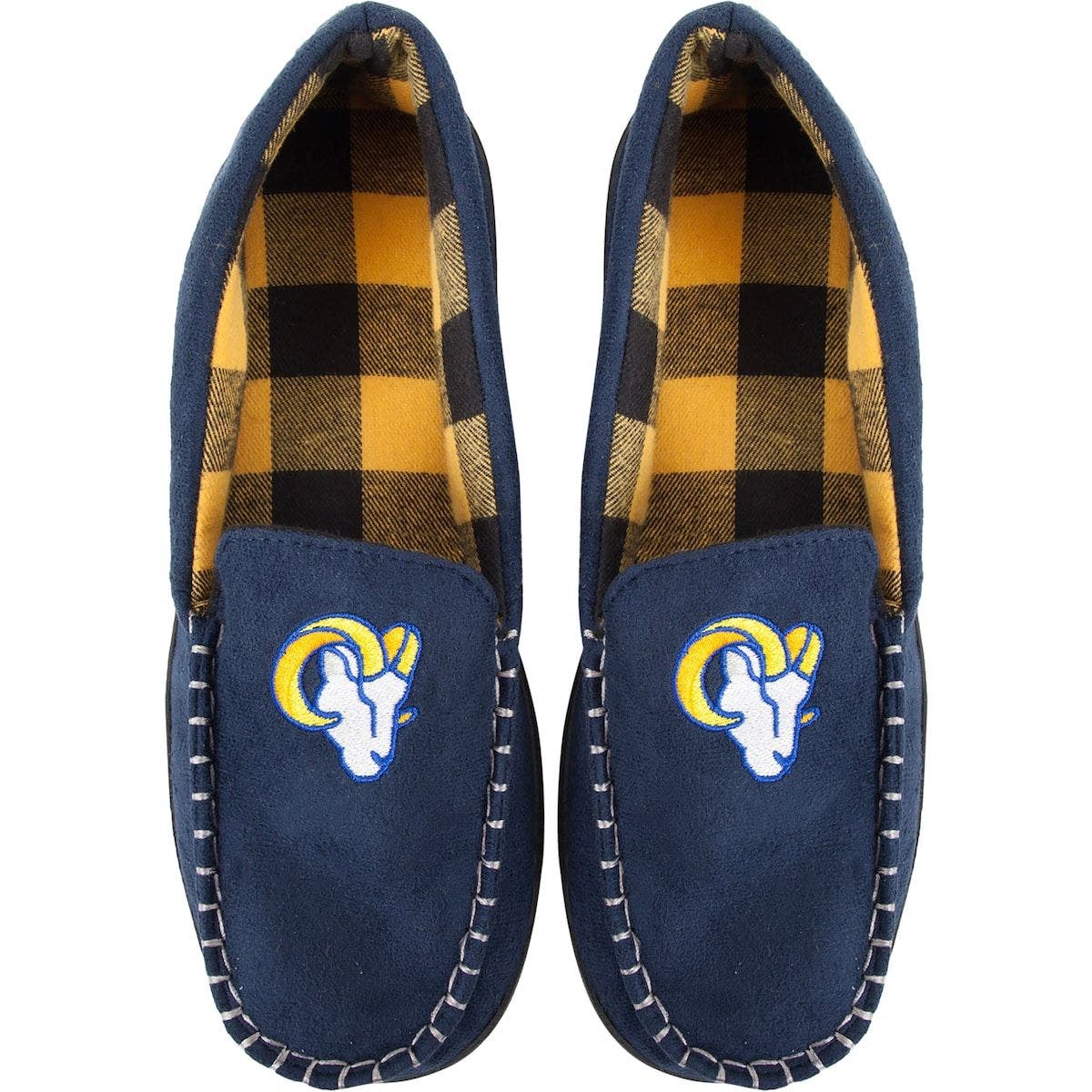 FOCO Men's FOCO Los Angeles Rams Team Logo Flannel Moccasin Slippers, Main, color, 