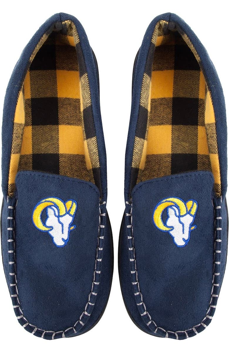 FOCO Men's FOCO Los Angeles Rams Team Logo Flannel Moccasin Slippers, Main, color,