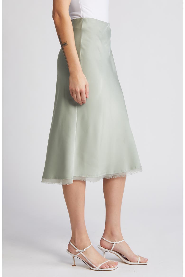 Kat Satin Midi Skirt, Alternate, color, ARTICHOKE
