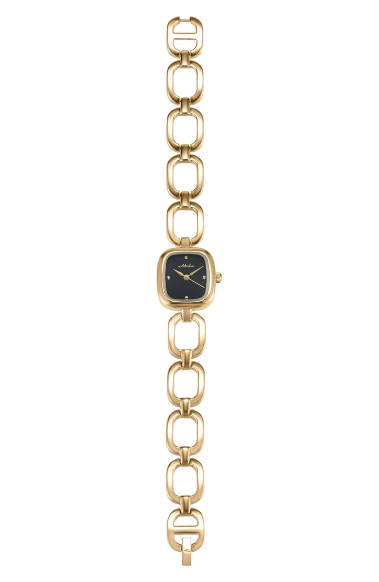 Ettika Square Link Bracelet Watch, Alternate, color, Black/ Gold