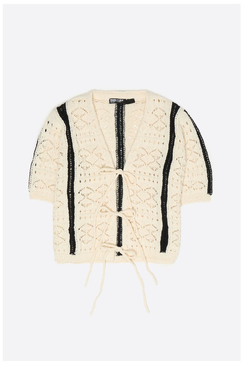 Two-Tone Knit Cardigan, Alternate, color, IVORY