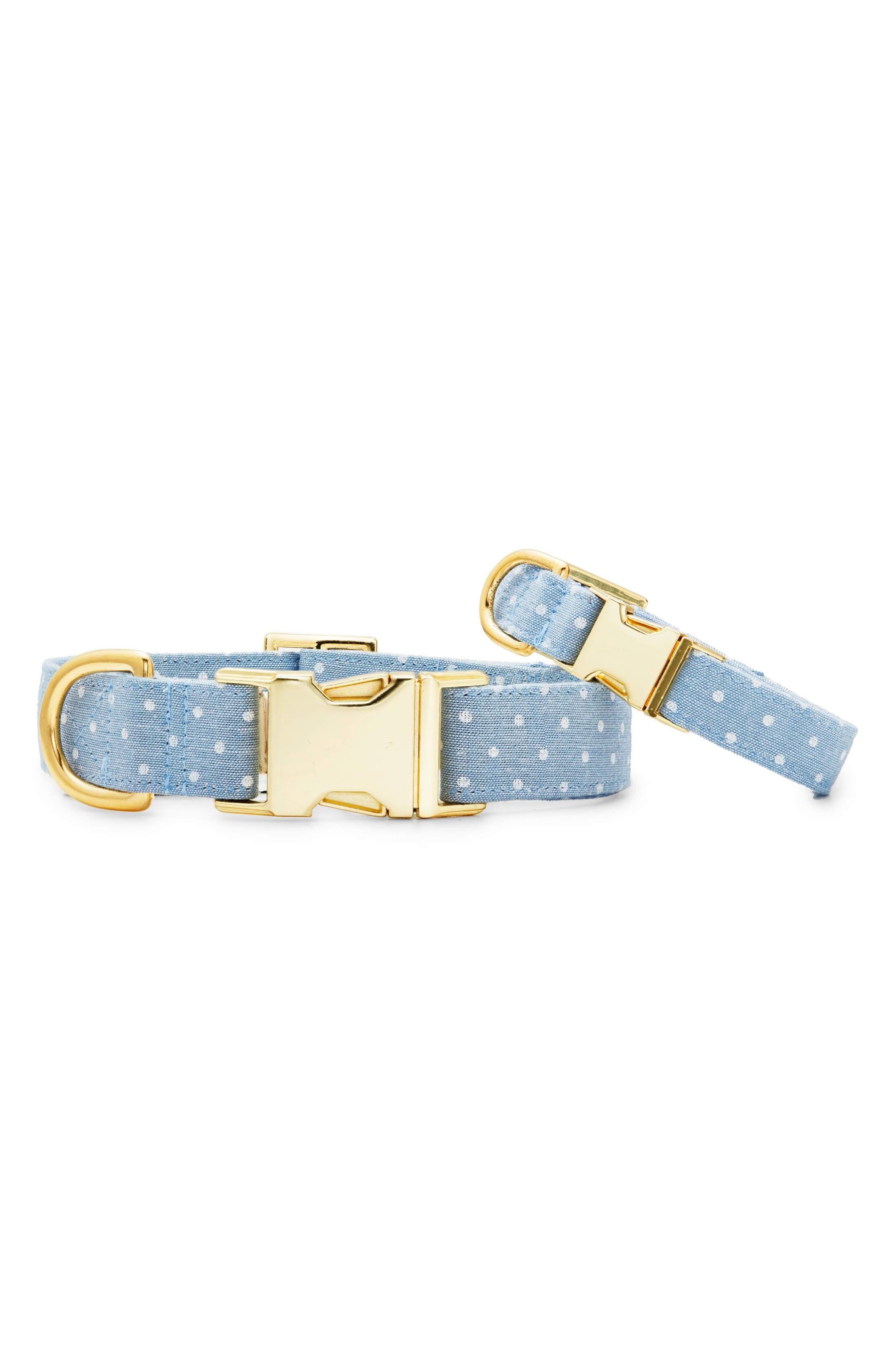 The Foggy Dog Chambray Dots Dog Collar in Blue at Nordstrom, Size X-Small
