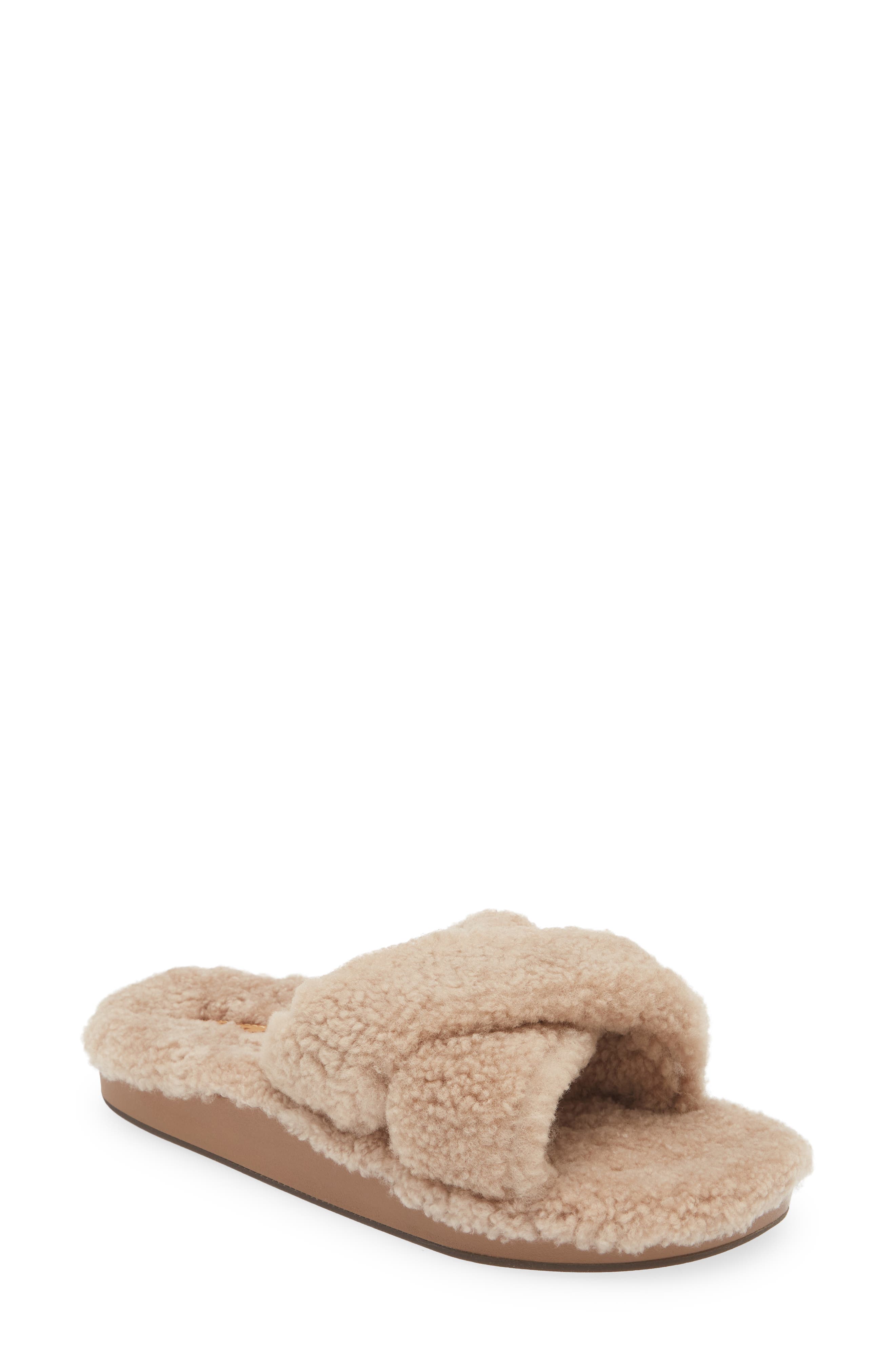 Hila Heu Genuine Shearling Slipper, Main, color, TAN / TAN