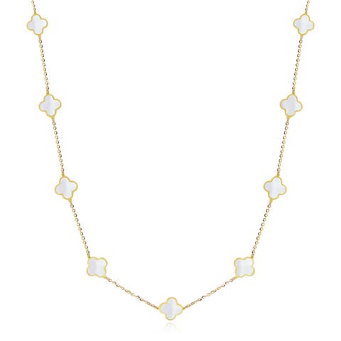 Mini Mother of Pearl Clover Necklace