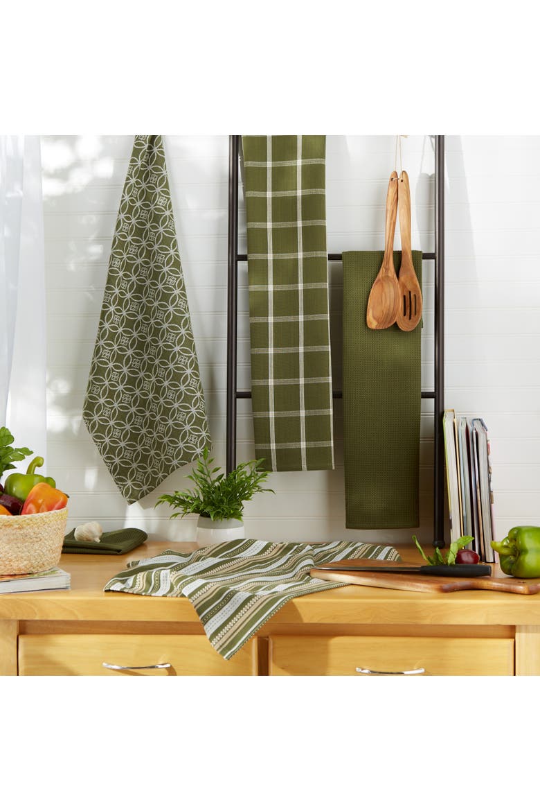 Everyday Assorted Dishtowel & Dishcloth Set/5, Alternate, color, Sage