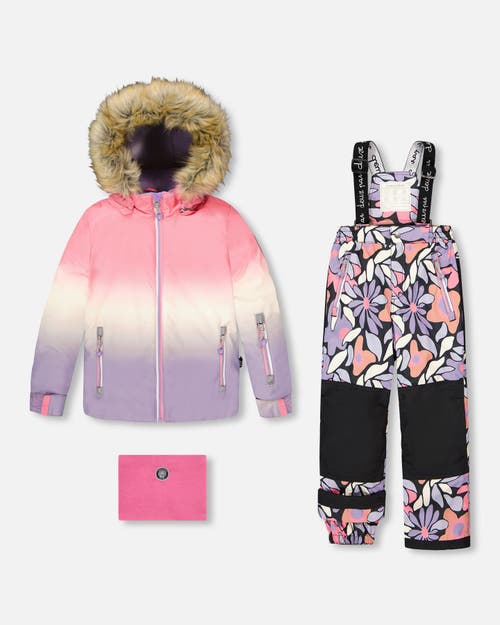 Deux Par Deux Two-piece Play Snowsuit Retro Flower In Multi