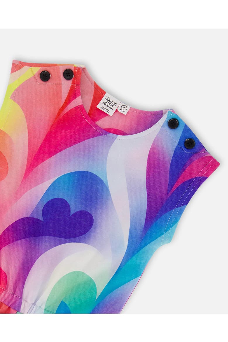 Little Girl's French Terry Romper Printed Rainbow Heart, Alternate, color, Printed Rainbow Heart