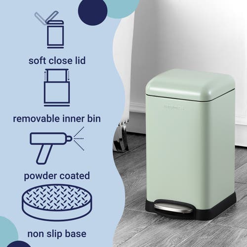 Happimess Betty Retro Mini 3.2-gallon Step-open Trash Can In Pistachio Gelato