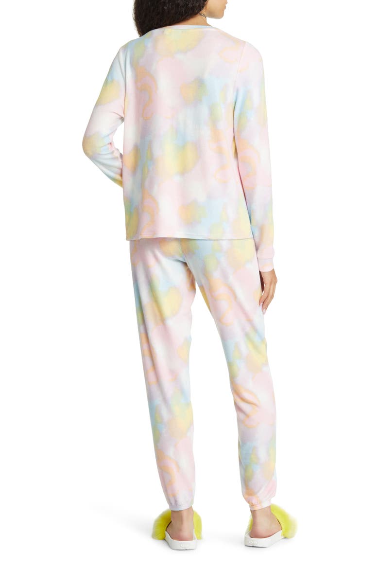 Comfy Print Brushed Knit Pajamas, Alternate, color, PINK PARFAIT PASTEL WASH