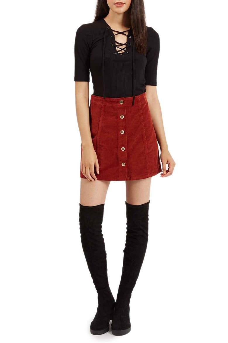 Lace-Up Short Sleeve Crop Top, Alternate, color, BLACK