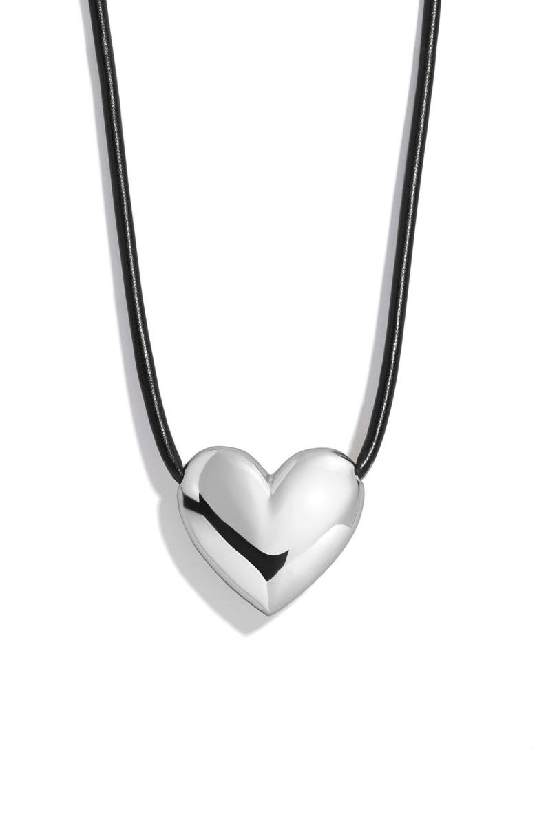 BaubleBar Millie Bubble Heart Cord Necklace, Main, color, Silver