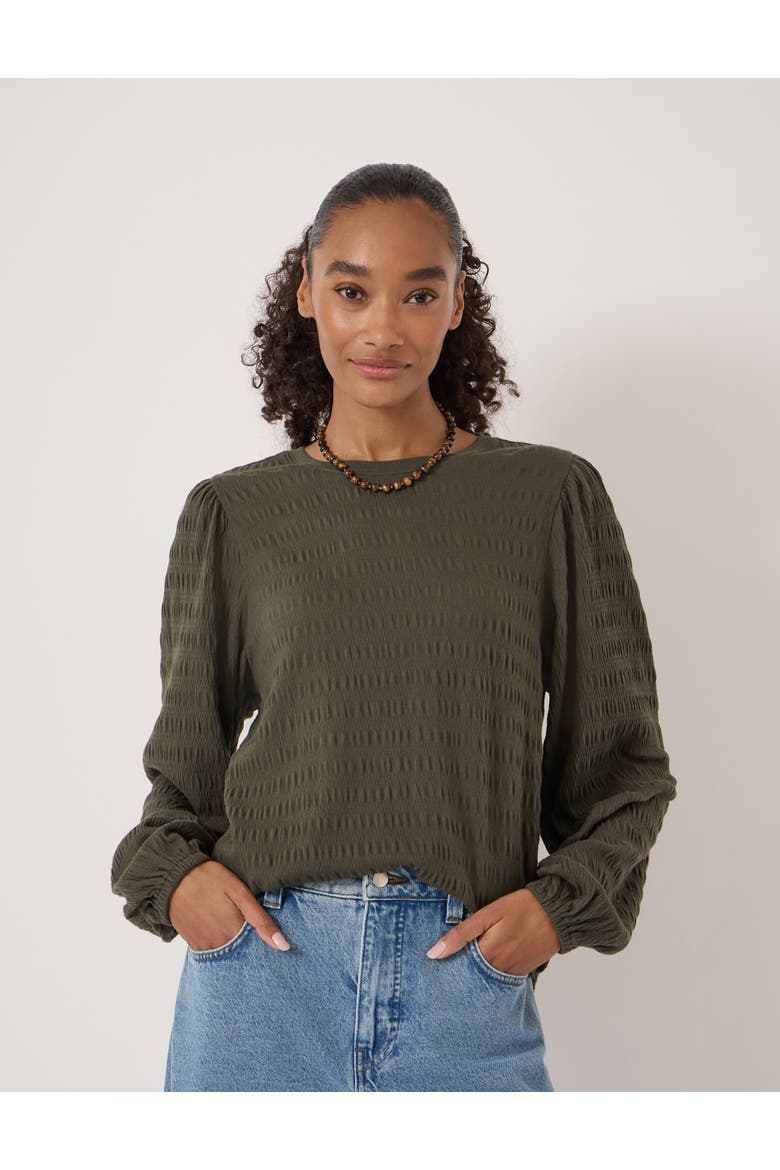 Thalia Seersucker Top, Main, color, Dark Khaki Green