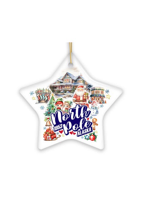 North Pole Alaska Santa And Elf Village Star Ornament