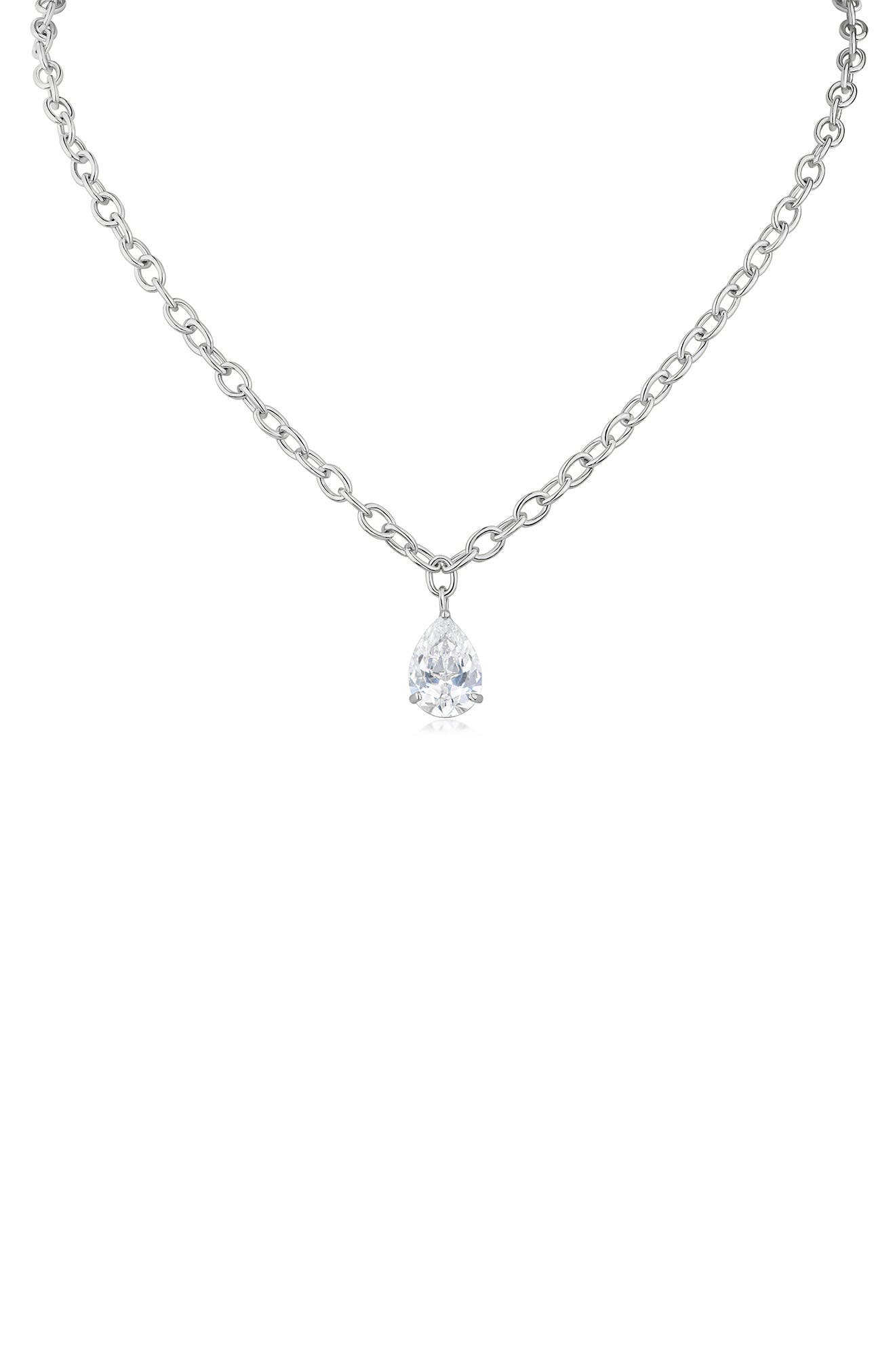 CZ by Kenneth Jay Lane Pear Cut Cubic Zirconia Pendant Necklace
