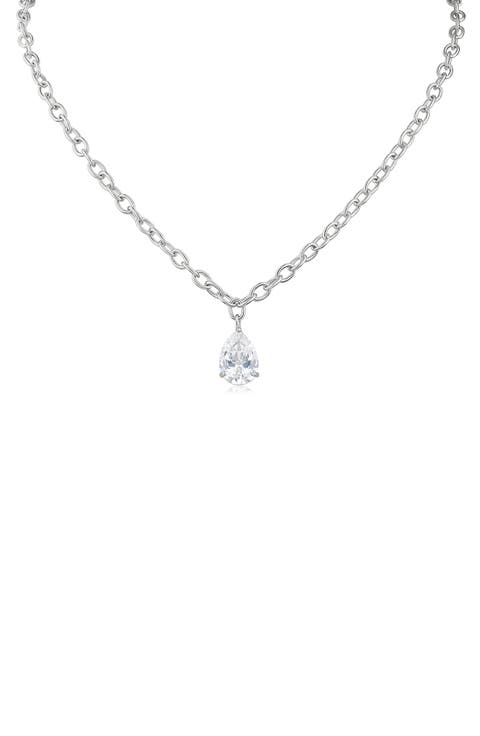 Pear Cut Cubic Zirconia Pendant Necklace