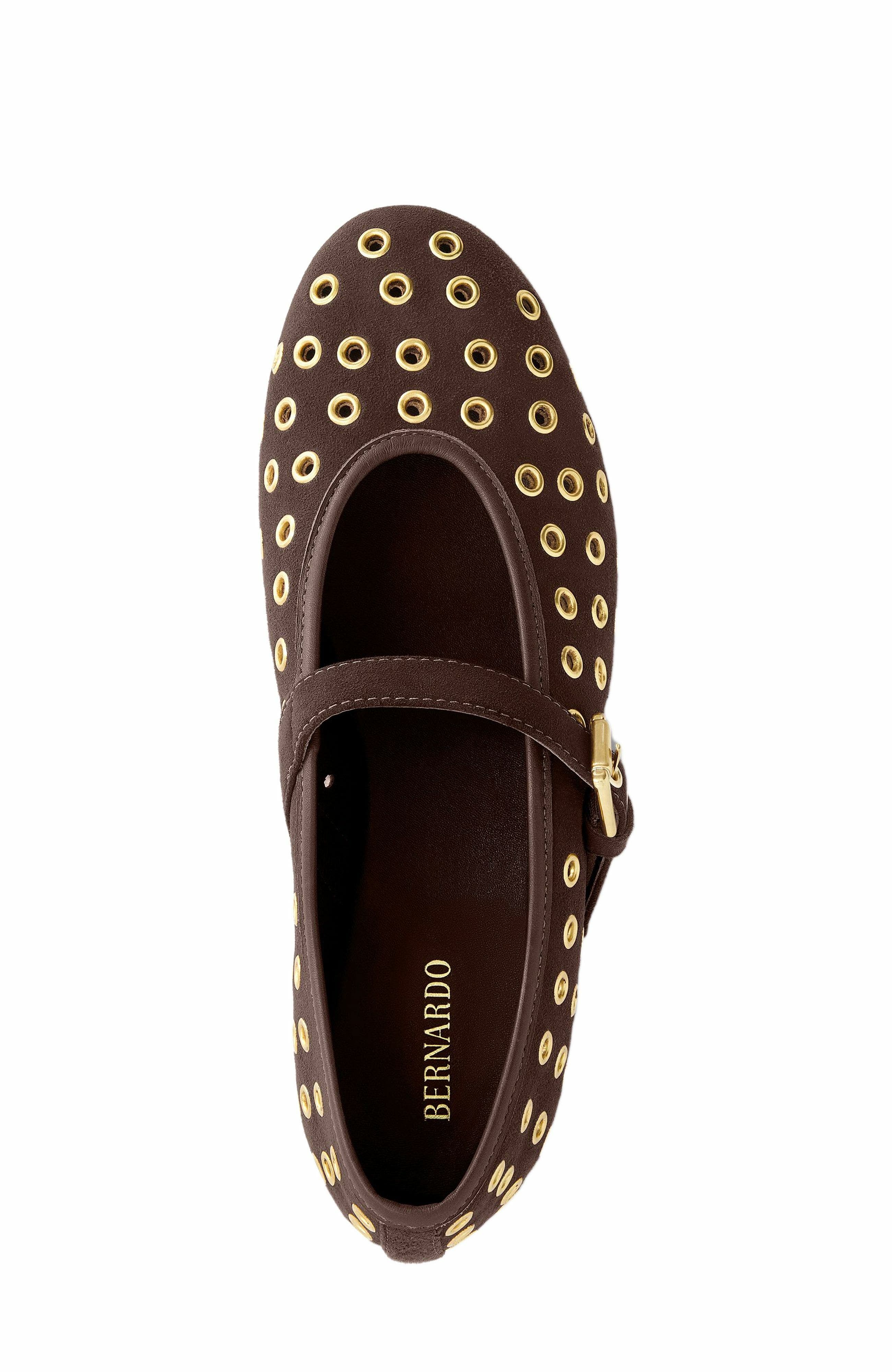 Bernardo Footwear Borden Grommet Mary Jane Flat, Alternate, color, Dark Chocolate